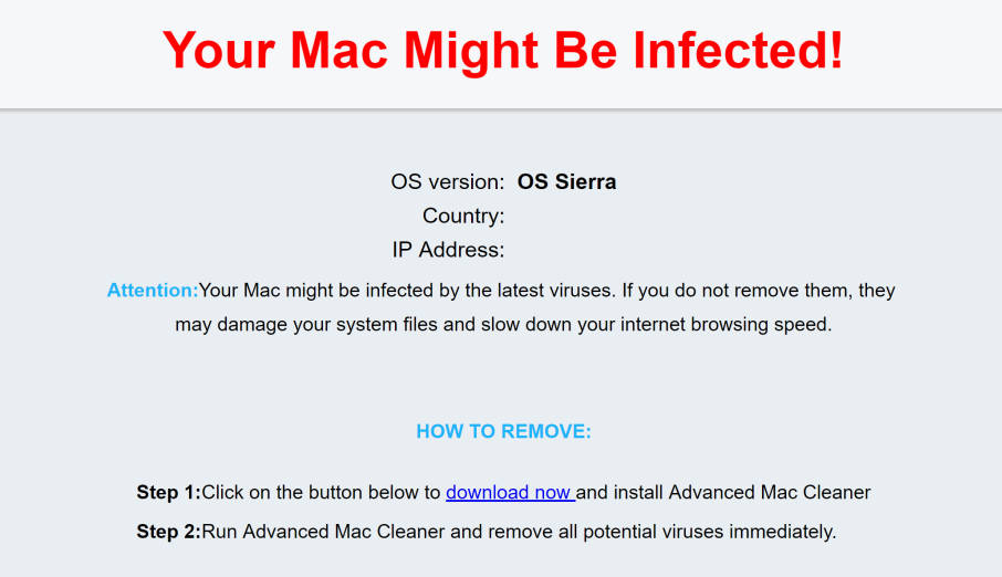advanced mac cleaner popup virus